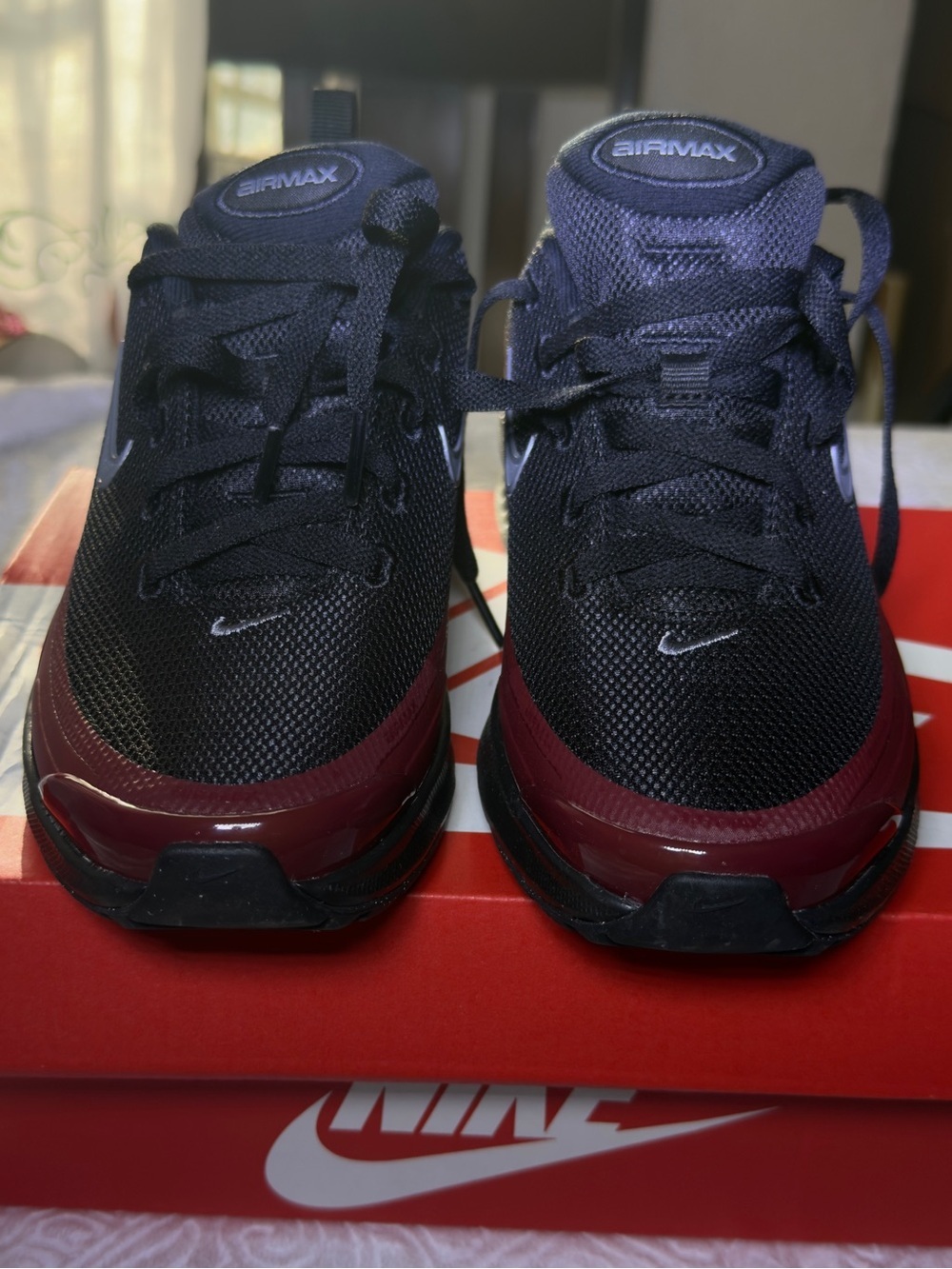 Nike Air Max Excee Kids Black Burgundy Sneakers Size 6Y